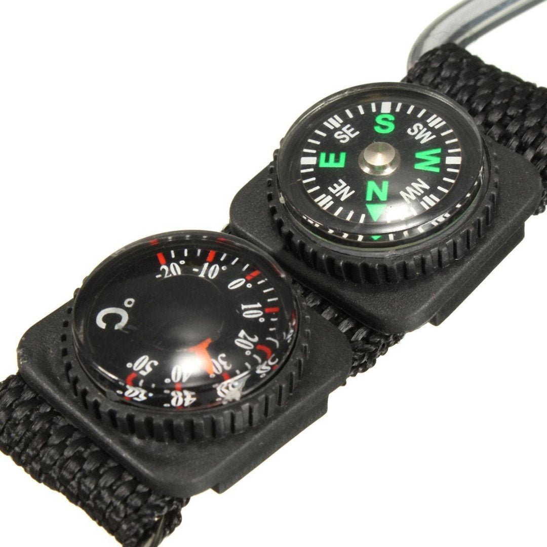 Mini Multifunction 3 in 1 Compass Thermometer Carabiner - Korvel