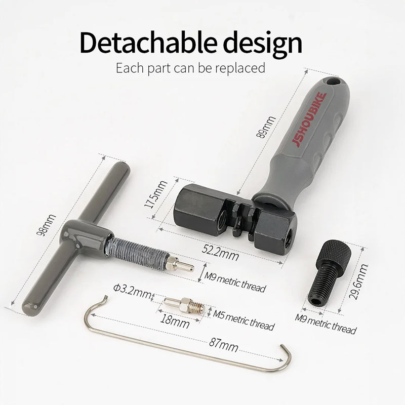 Universal Bike Chain Breaker v3.8: Cuts pins, removes links. For single - 12 speed MTB, road bikes. Repair tool. - Korvel