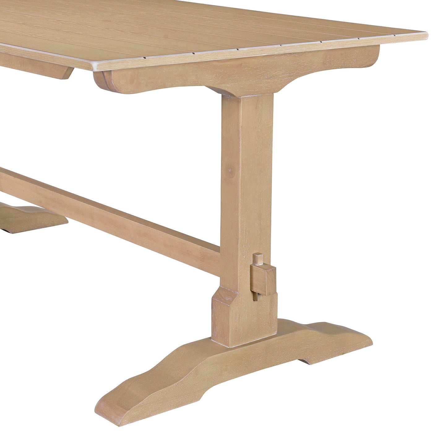 TREXM 3-piece retro dining table, rectangular stand table, and 2 4-person wooden stools (made of natural wood) - Korvel
