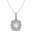 14k White and Rose Gold Cushion Shape Halo Diamond Pendant