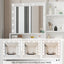 Large drawer with mirror and light, three-layer storage vanity, adjustable brightness for 3 lighting modes (white with stool) - Korvel