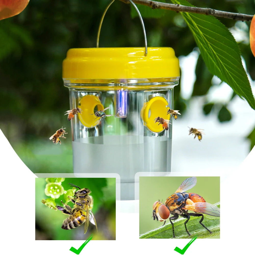 Solar Wasp Trap Waterproof Outdoor Hanging Trap Safe Non-Toxic Bee Hornet Traps Reusable Garden Fruit Fly Catcher - Korvel