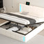 Queen Size Upholstered Bed with LED Lights Hydraulic Storage System and USB Charging Station White - Korvel