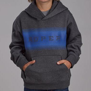 Roper Boys Charcoal Pullover Hoodie - Stylish Comfort - Korvel