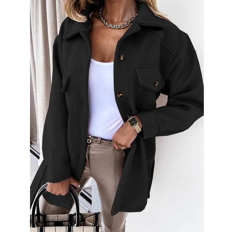 Chaqueta Elegante con Solapa y Cinturón para Mujeres - Abrigo Casual de Primavera Otoño