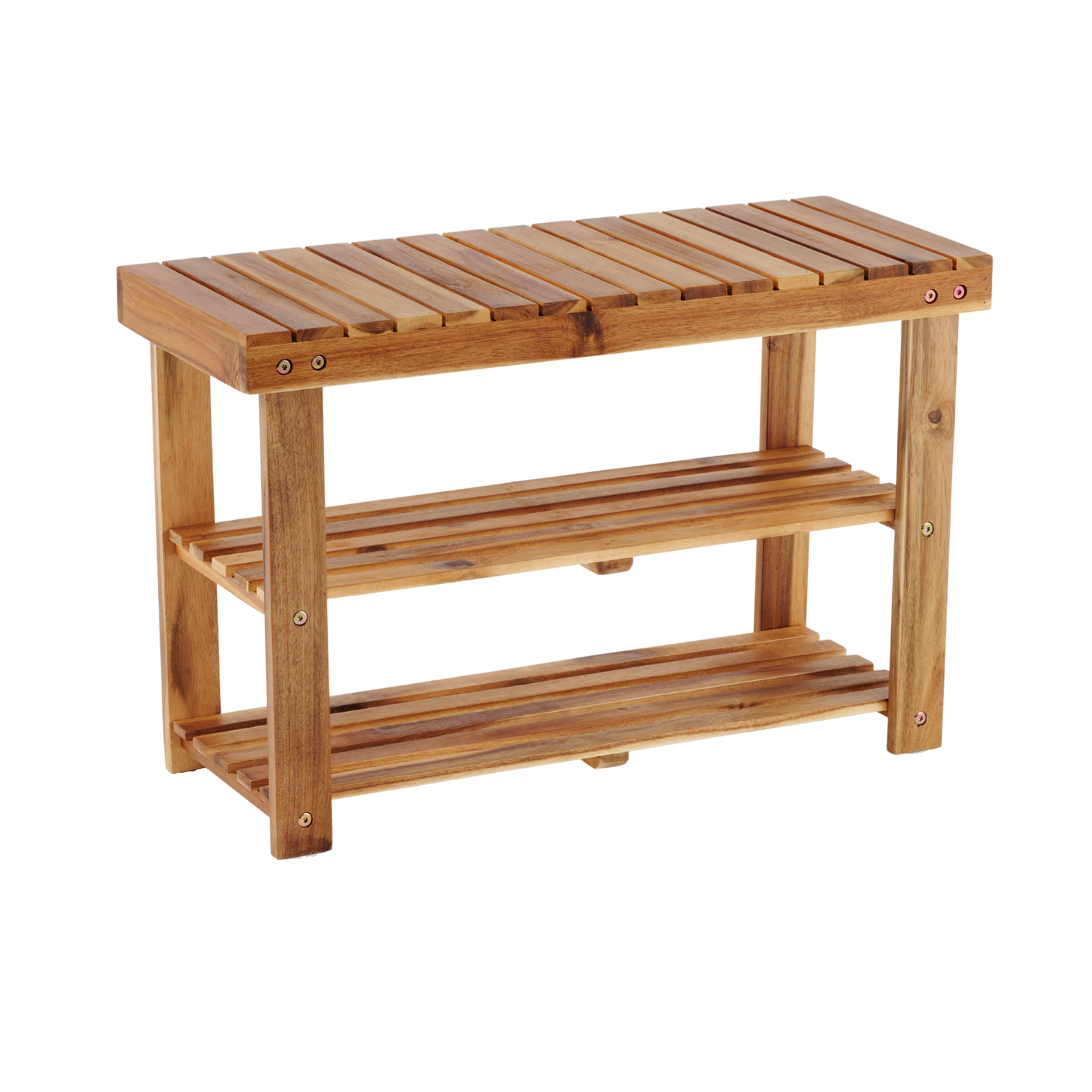 Acacia Wood Shoe Rack Bench Strong Weight Bearing Upto 200 LBS Best Ideas For Entryway Frontdoor Bathroom, Natural Color. - Korvel