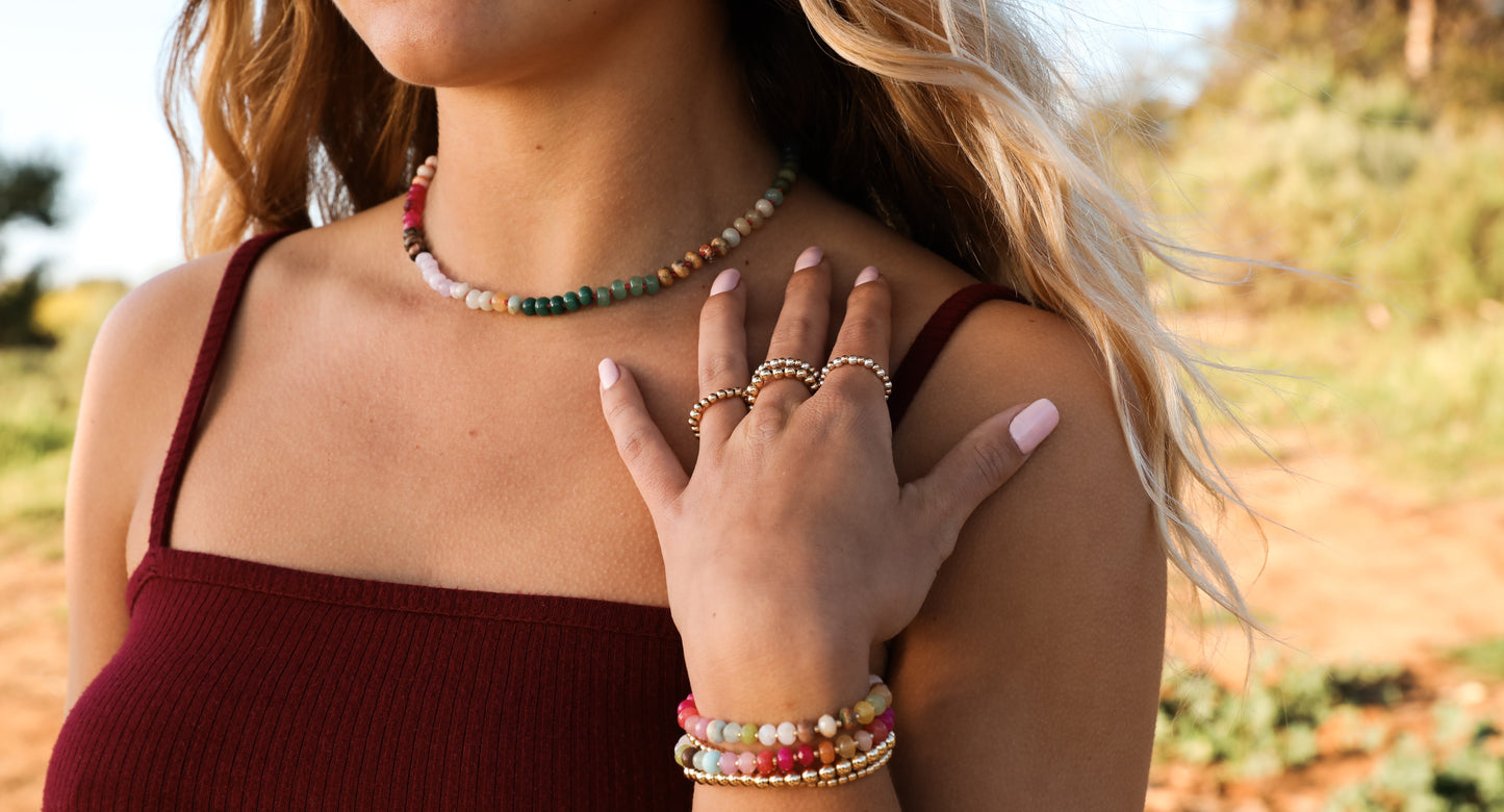 Natural Gemstone Necklace + 14k Gold Filled Toggle : Sedona - Korvel
