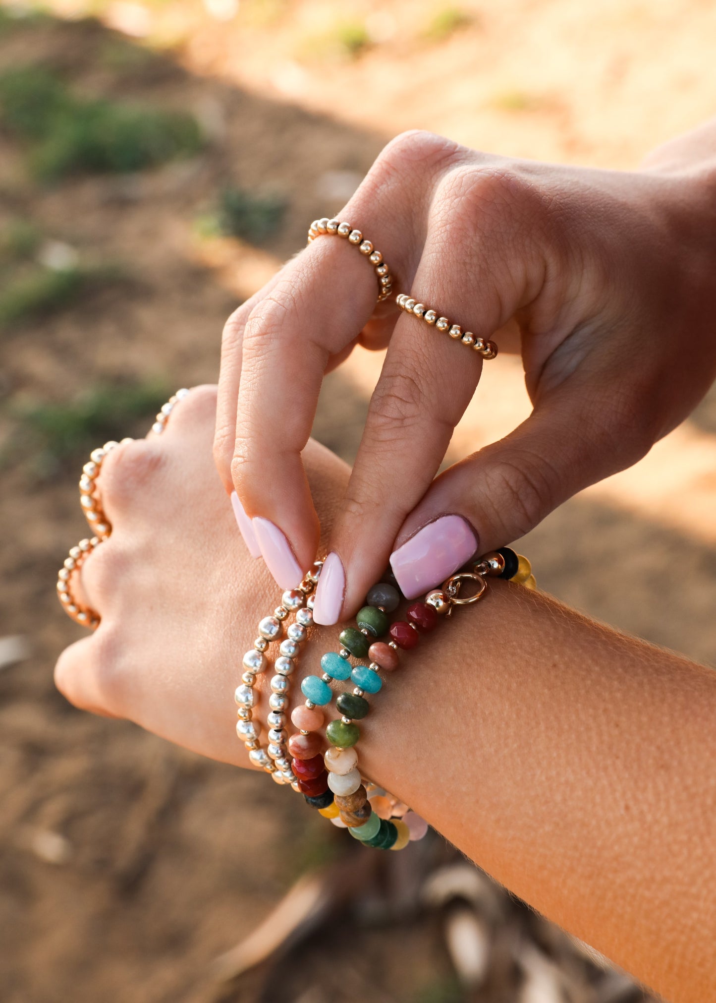 Natural Gemstone Bracelet with 14k Gold Filled Toggle - Sedona