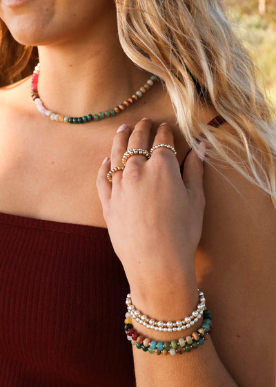 Natural Gemstone Bracelet with 14k Gold Filled Toggle - Sedona