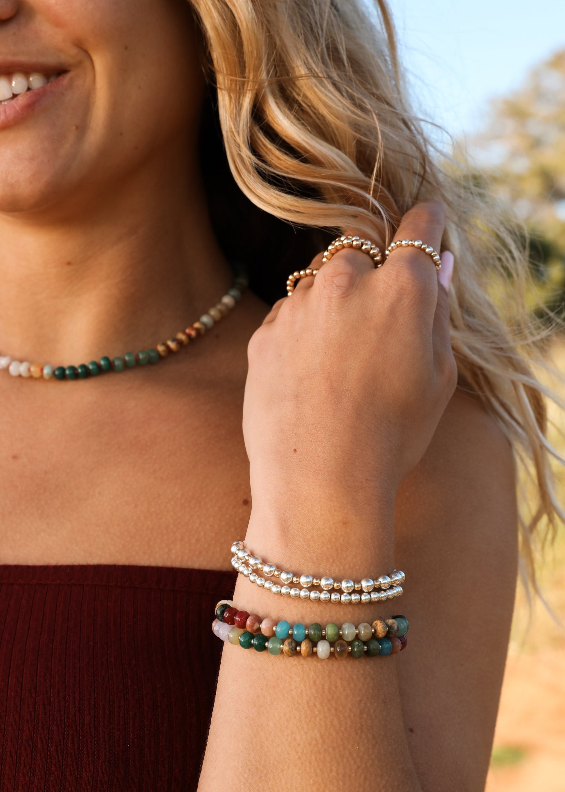 Natural Gemstone Necklace + 14k Gold Filled Toggle : Sedona - Korvel