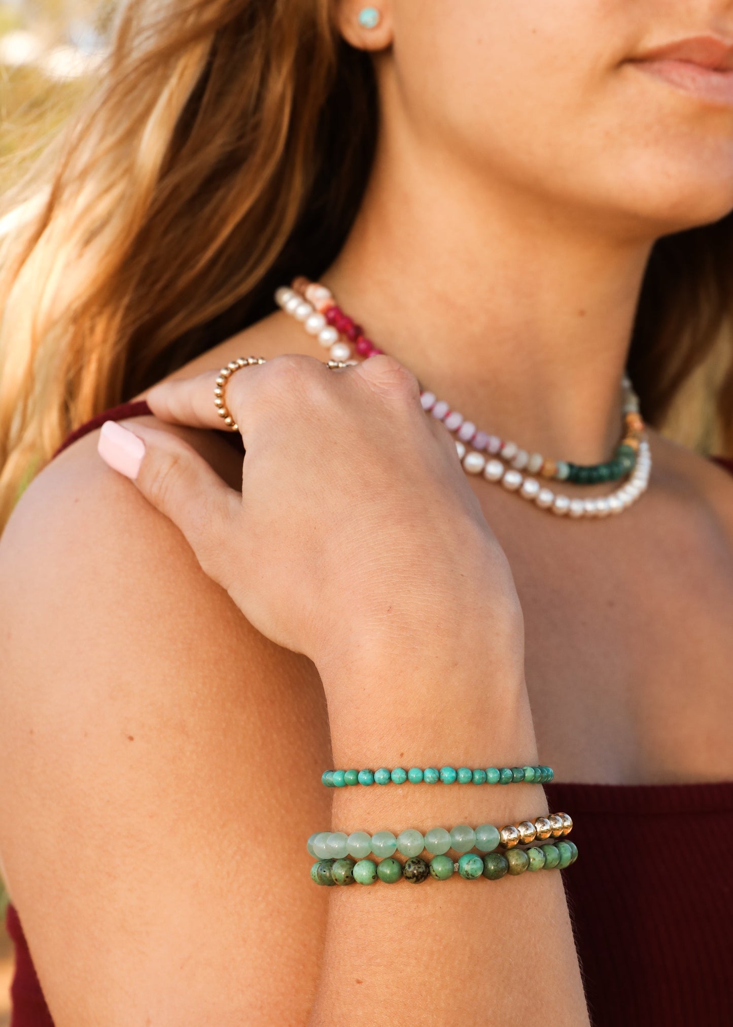 Natural Gemstone Necklace + 14k Gold Filled Toggle : Sedona - Korvel