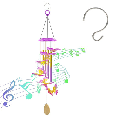 Solar Butterfly Wind Chime with Color Changing Lights