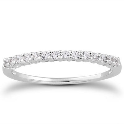 14k White Gold Shared Prong Diamond Wedding Ring Band