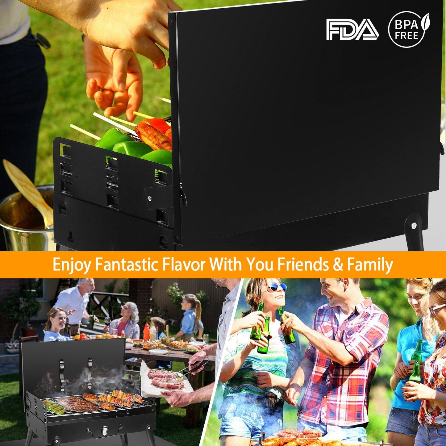 Parrilla de Carbón Portátil LJG - BBQ Compacta y Plegable