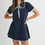 Ruffle Trimmed Collar Fine Knit Mini Dress for Women