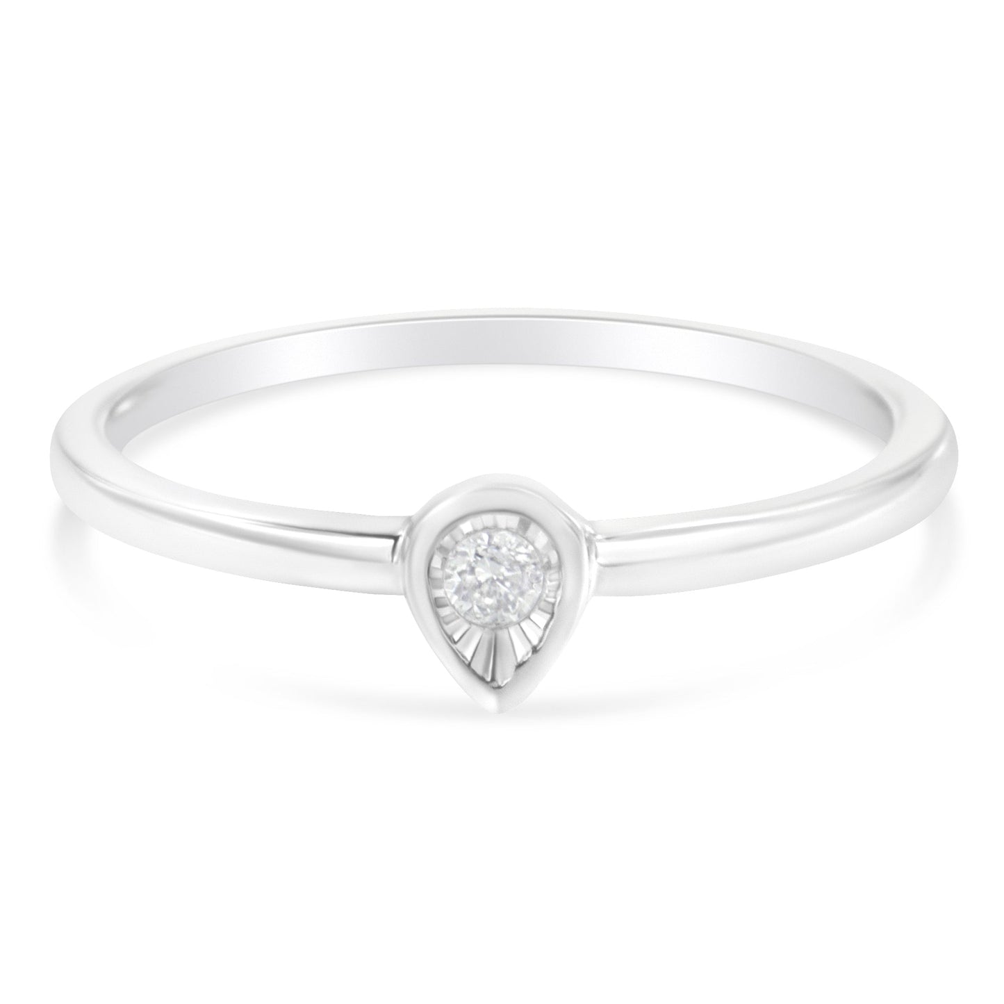 .925 Sterling Silver Teardrop Diamond Promise Ring - Size 6