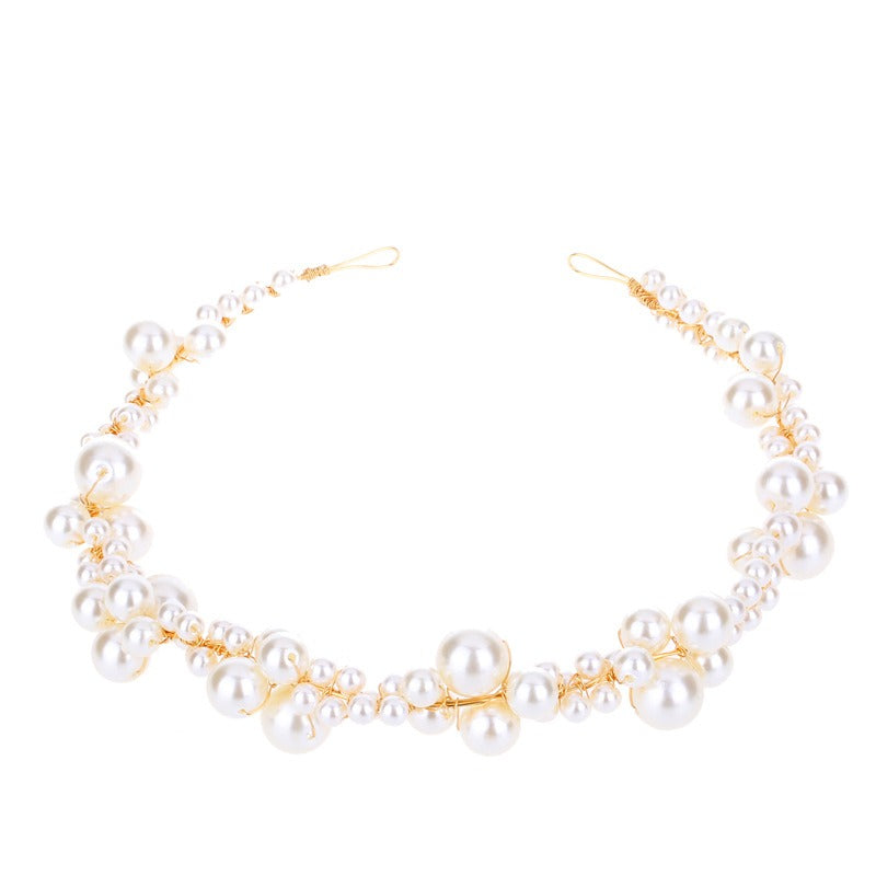 Handmade pearl twisted bead beaded soft chain headband headwear - Korvel