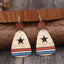 Boucles d'oreilles pendantes en bois découpé étoiles et rayures