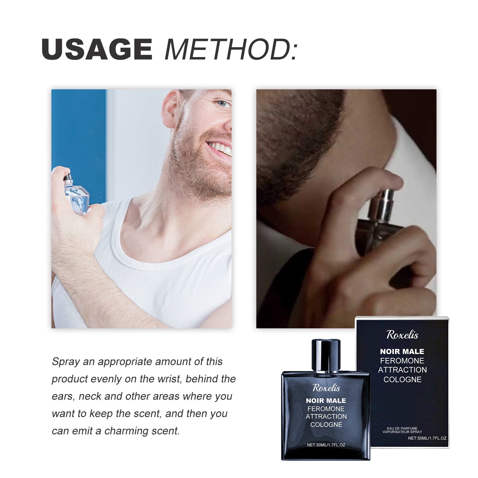 Noir Male Feromone Attraction Cologne, Fragrance Refreshing Mild Not Pungent Lasting Fragrance Release Charm Date Atmosphere Perfume - Korvel