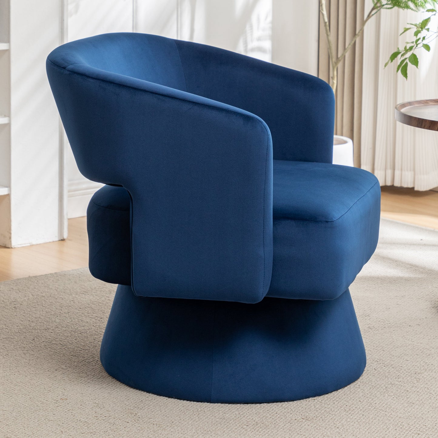 Swivel Barrel Chair, Velvet Accent Armchair 360 Degree Swivel Club Chair for Living Room Bedroom Reception Room - Korvel