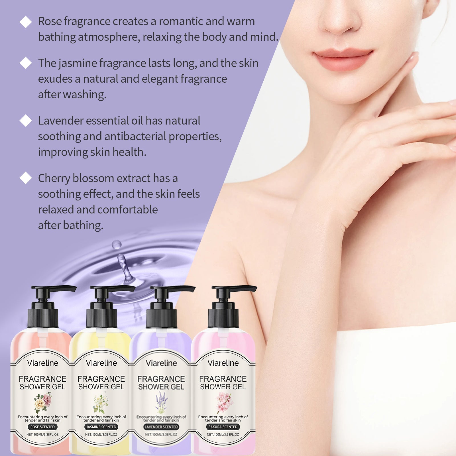 Fragrant Body Wash (Rose Scent) Moisturize And Moisturize Skin To Improve Dry Women's Body Wash - Korvel