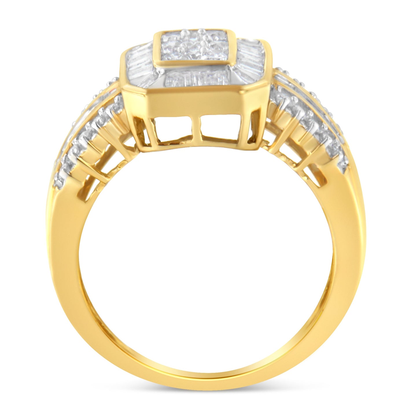 Anillo de cóctel de diamantes en oro amarillo de 10 quilates - Talla 7