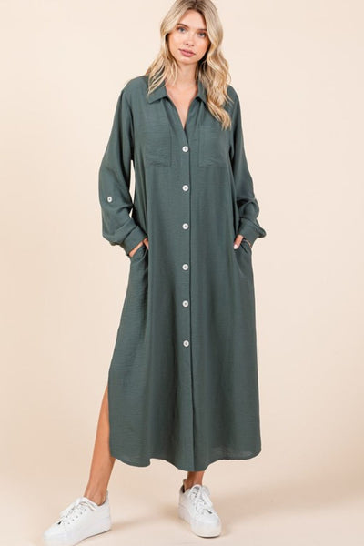 Airflow V-Neck Long Sleeve Maxi Dress for Women