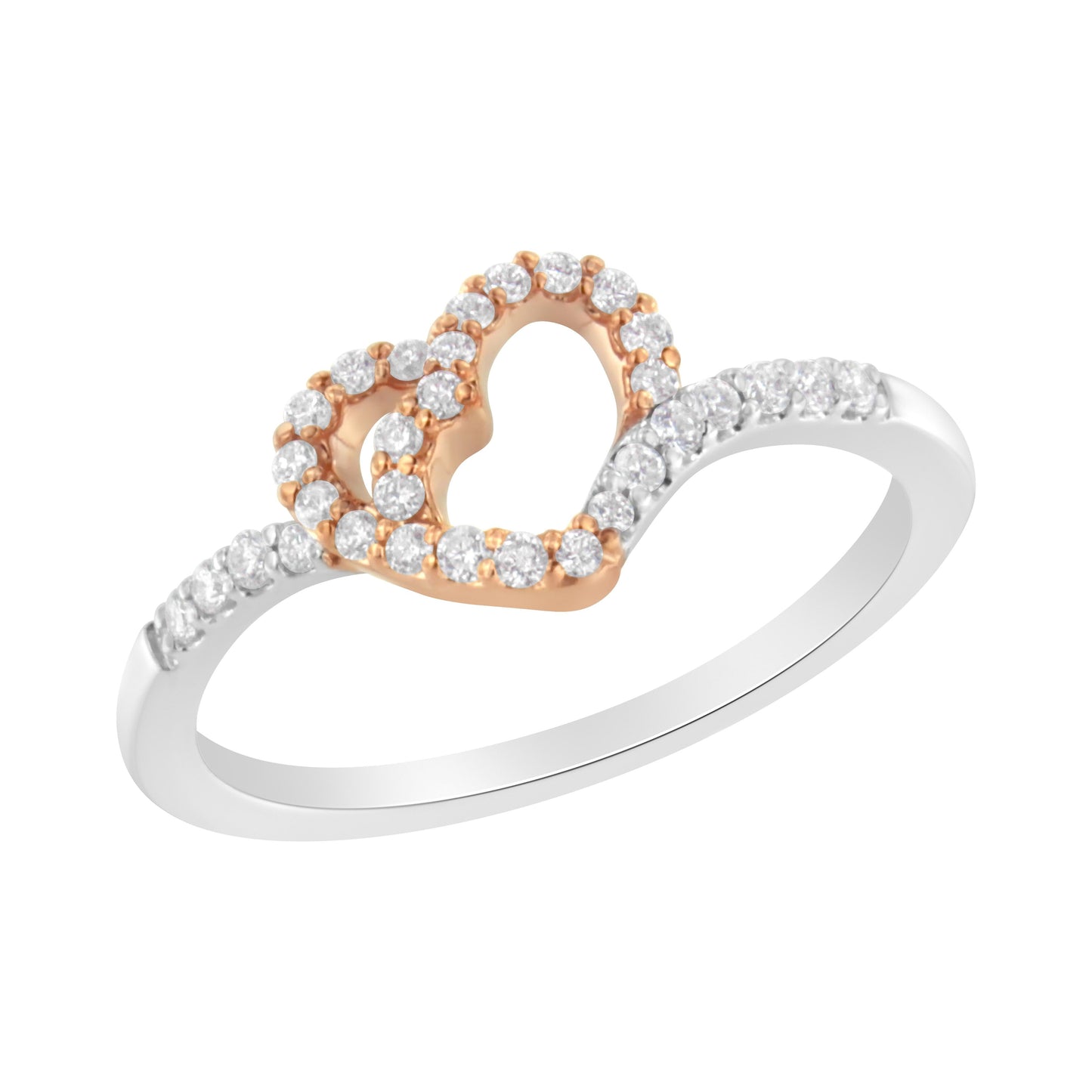 Bague cocktail en diamant en or bicolore 10K - Taille 6-1/2