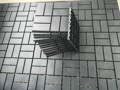 Plastic interlocking deck tiles, 36 pieces, 12 inch x 12 inch waterproof terrace tiles, with strong drainage design in grey - Korvel