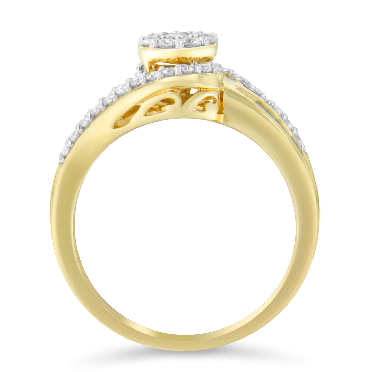 10K Yellow Gold Diamond Cluster Engagement Ring - Size 6