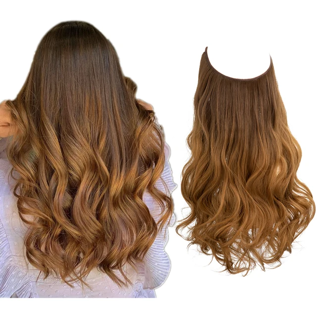 One-piece women's hair extension piece with abundant hair volume U-shaped fishing line invisible and natural long curly hair - Korvel