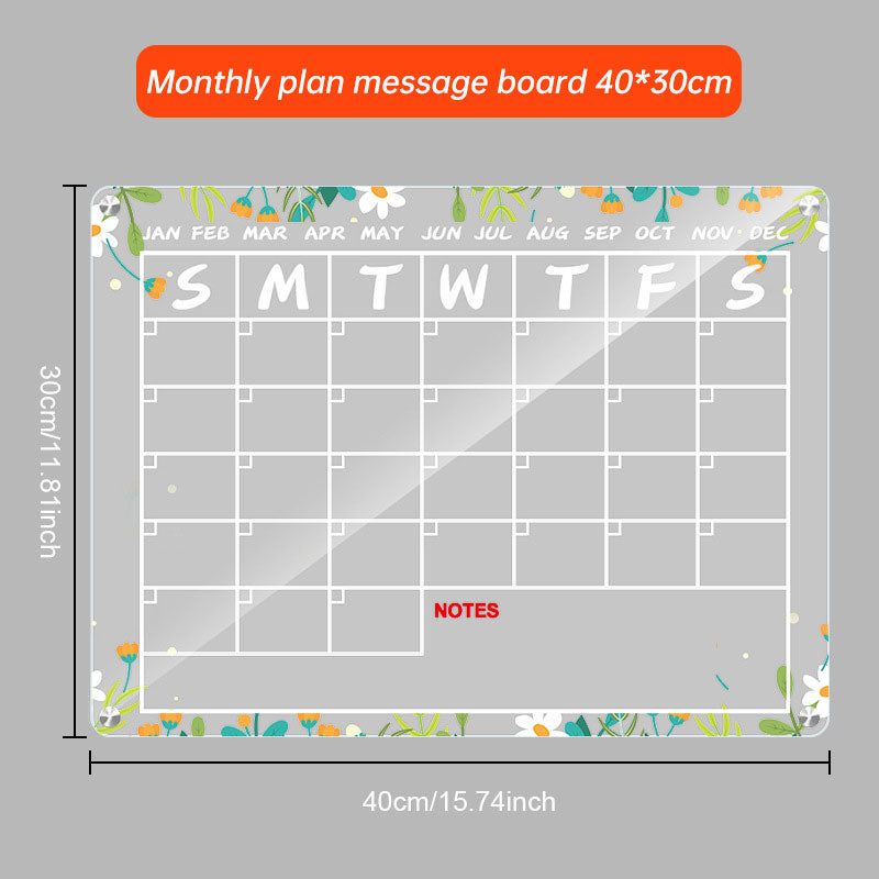 Acrylic message board magnetic refrigerator sticker household erasable calendar transparent note display board - Korvel