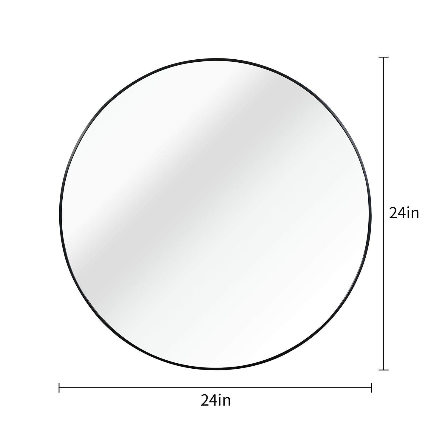 Miroir de Salle de Bain Rond en Métal Noir Élegant de 24 Pouces