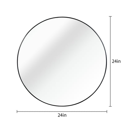 Elegant Black 24 Inch Metal Round Bathroom Mirror