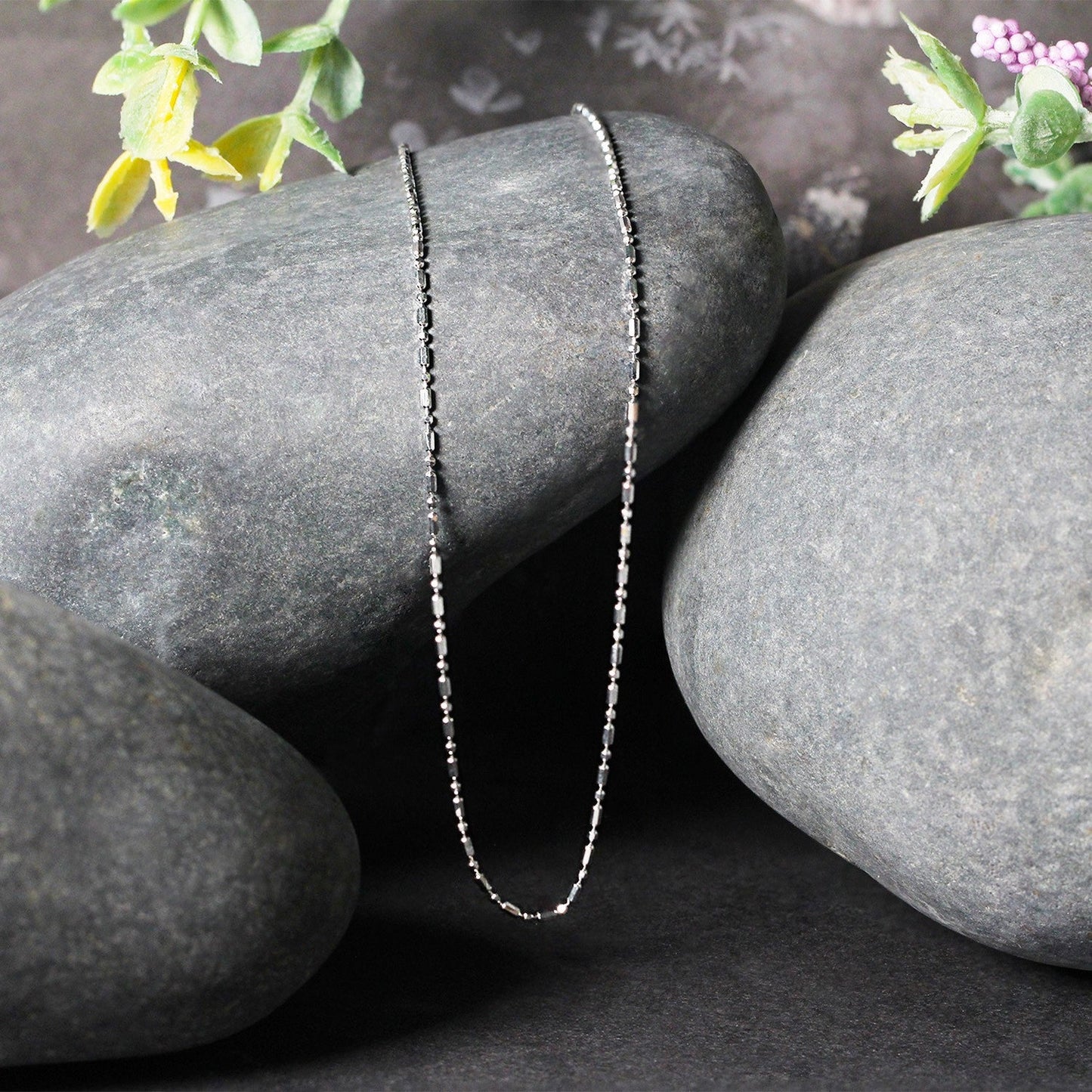 14k White Gold Diamond-Cut Bead Chain - 1.0mm