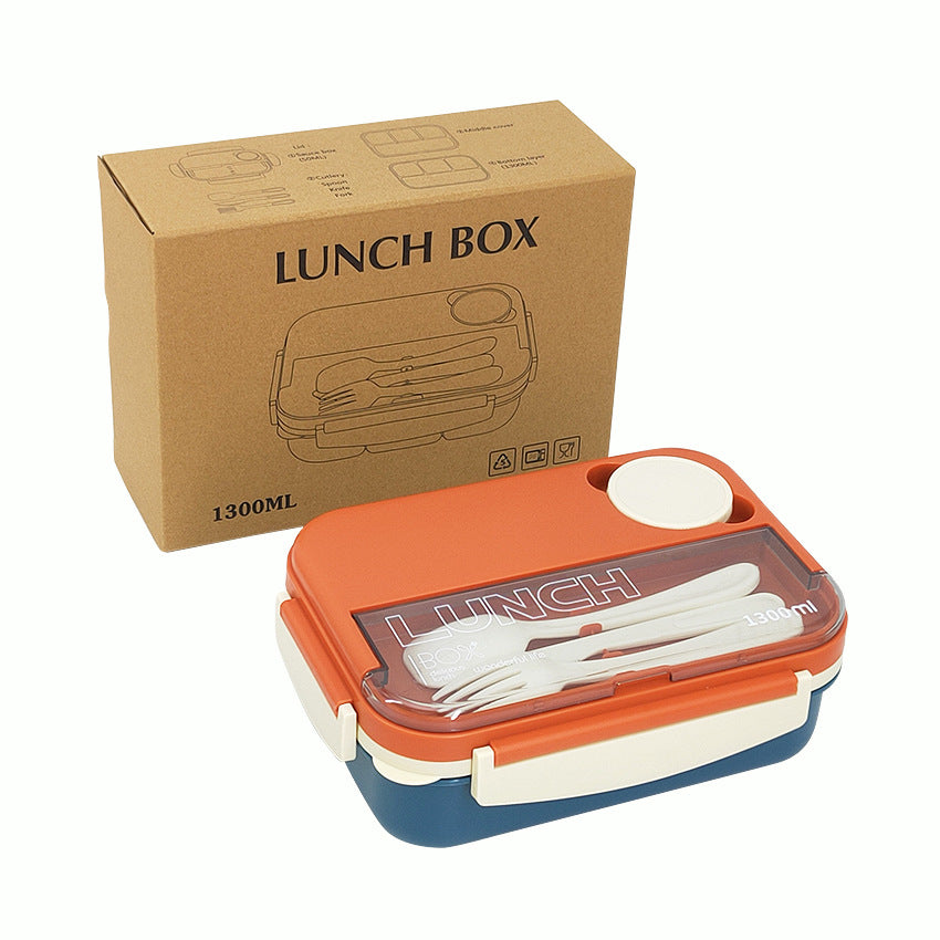 Student Japanese sealed four-compartment plastic lunch box bento box microwaveable lunch box - Korvel