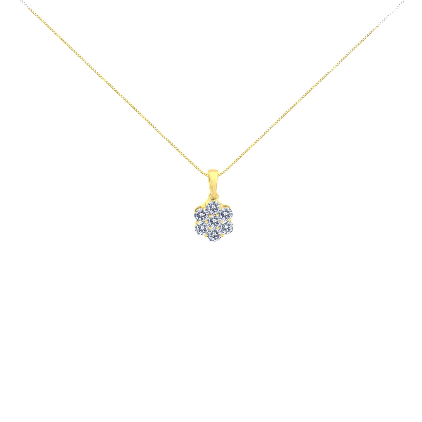 Collar con colgante de flor en oro amarillo de 14K y diamantes de 1.00 Cttw
