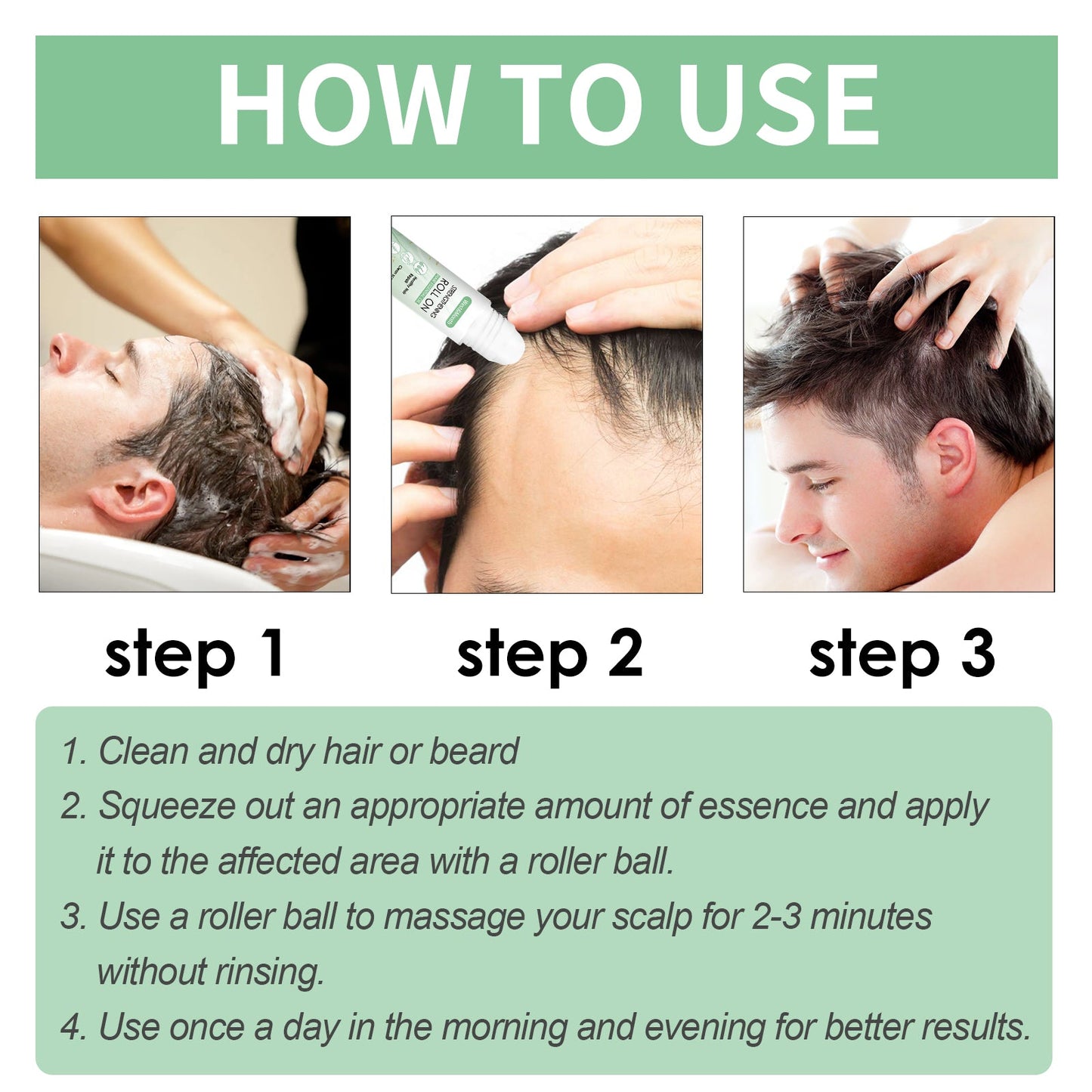 Strengthening Roll On Hair Essential Oil, Scalp Massage Moisturizing Hair Roots Thickening Hair Care Ball Essential Oil - Korvel