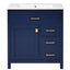 30-Inch Blue Bathroom Vanity with Ceramic Sink and Ample Storage - Ideal Choice for Small Bathrooms - Korvel