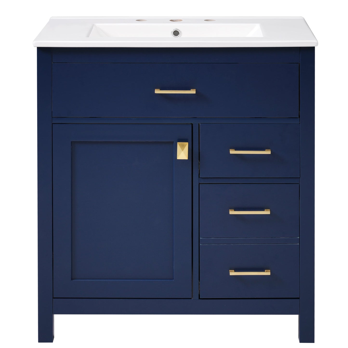 30-Inch Blue Bathroom Vanity with Ceramic Sink and Ample Storage - Ideal Choice for Small Bathrooms - Korvel