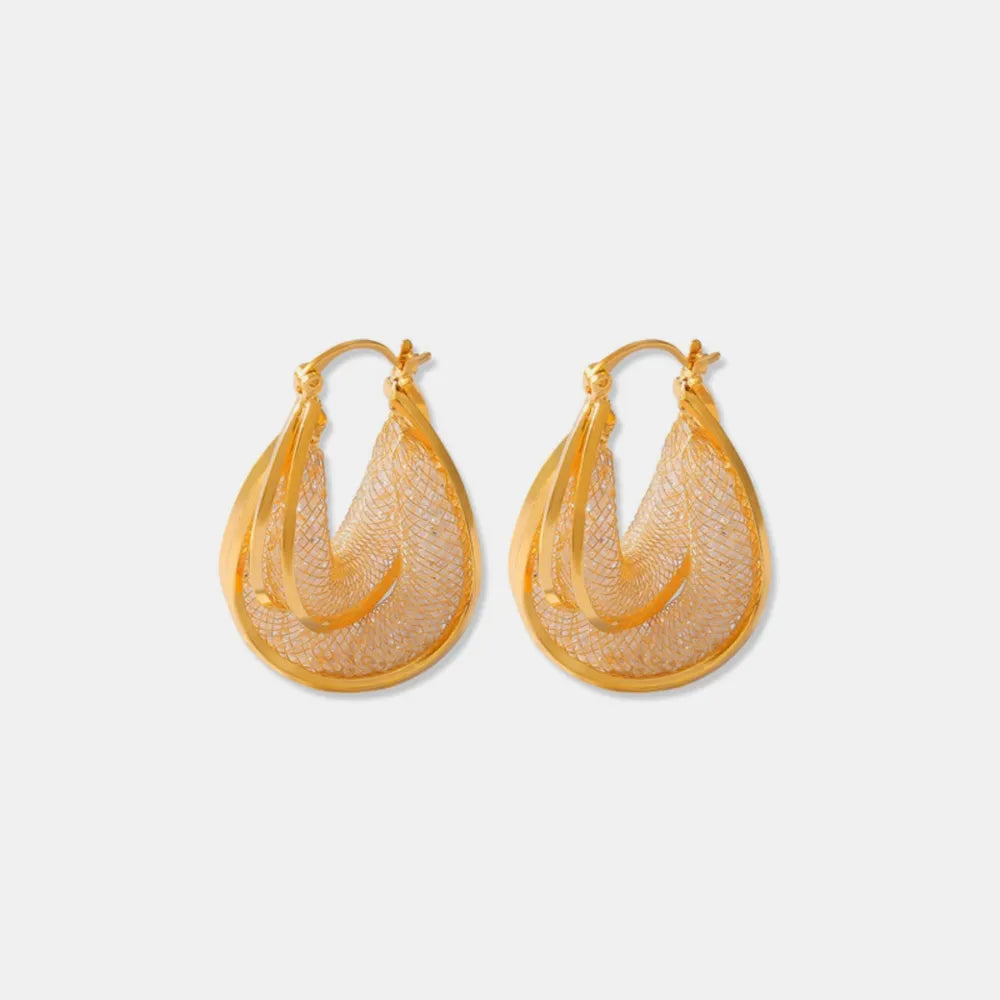 Copper Glass Stone U Shape Earrings - Korvel