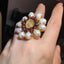 Bague ouverte en perle baroque naturelle vintage en laiton