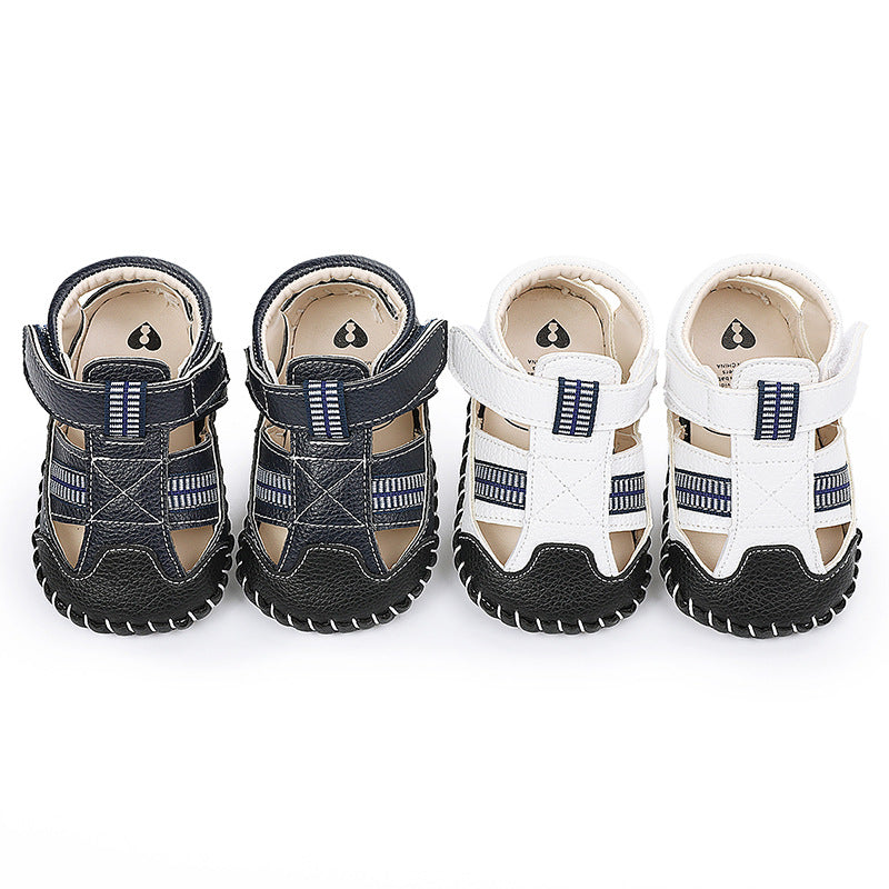 Stitched Baby Sandals with Rubber Sole for First Steps