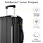 Hardshell Luggage Sets 3 Pcs Spinner Suitcase with TSA Lock Lightweight 20''24''28'' Black + ABS - Korvel