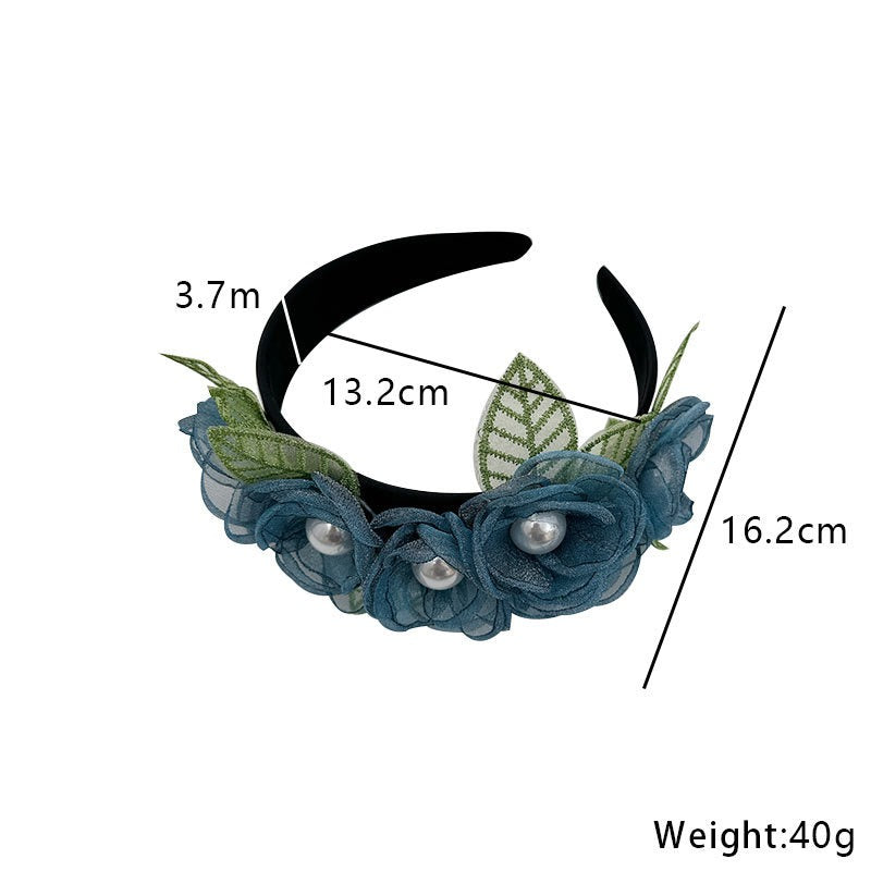 Fashionable fabric flower pearl flower headband - Korvel