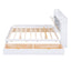 Wood Queen Size Platform Bed with Storage Headboard  Shelves and 4 Drawers  White - Korvel