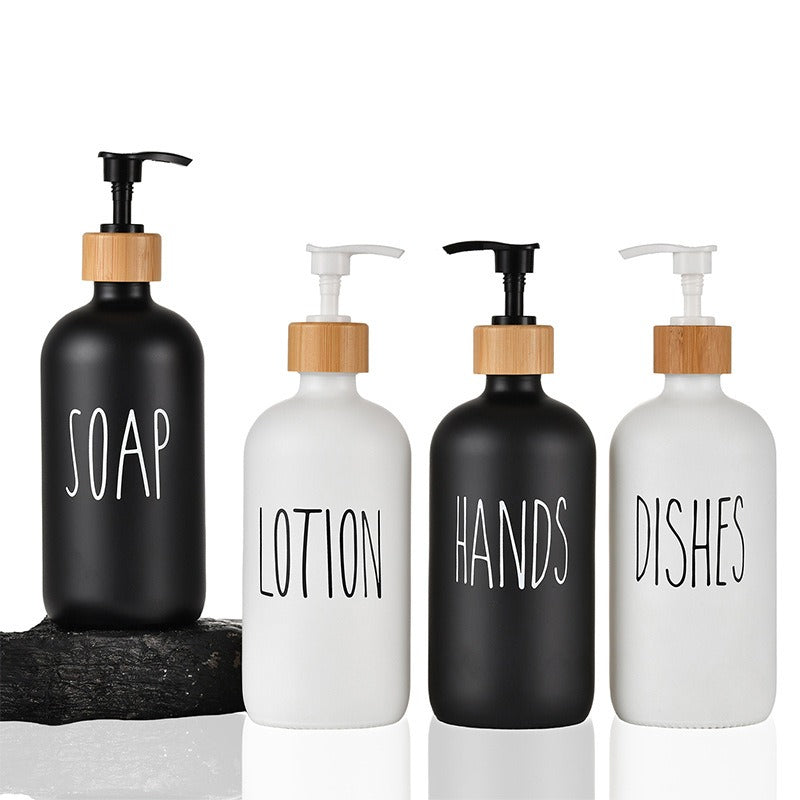 Distributeur de savon en verre élégant 500ml Boston avec capuchon en bois