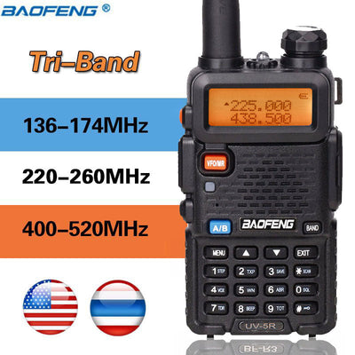 BaoFeng BF-UV5R Tri-Band Walkie Talkie 136-174Mhz 220-260Mhz/400-520Mhz+2 AntennaTwo Way Amatuer Portable ham Radio up of UV-5R - Korvel