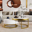 Mesa de café moderna redonda apilable con cajones en blanco