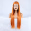 Long Straight Hair 13*2.5 Orange Chemical Fiber Front Lace Wig Head Cover Natural Hairline - Korvel